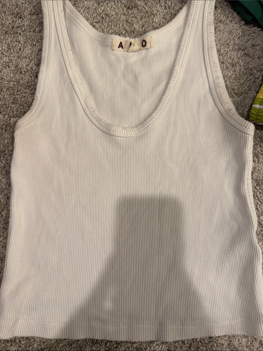 A|O White Ribbed Tank Top